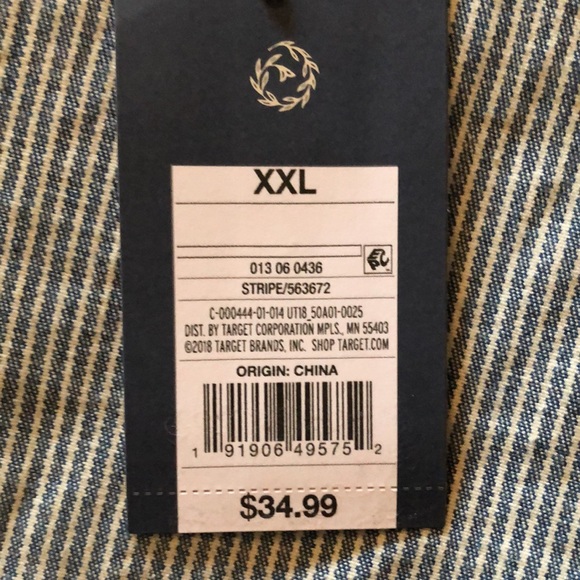 NWT Universal Thread boxy striped jean jacket with band collar and chest pockets - Picture 12 of 13